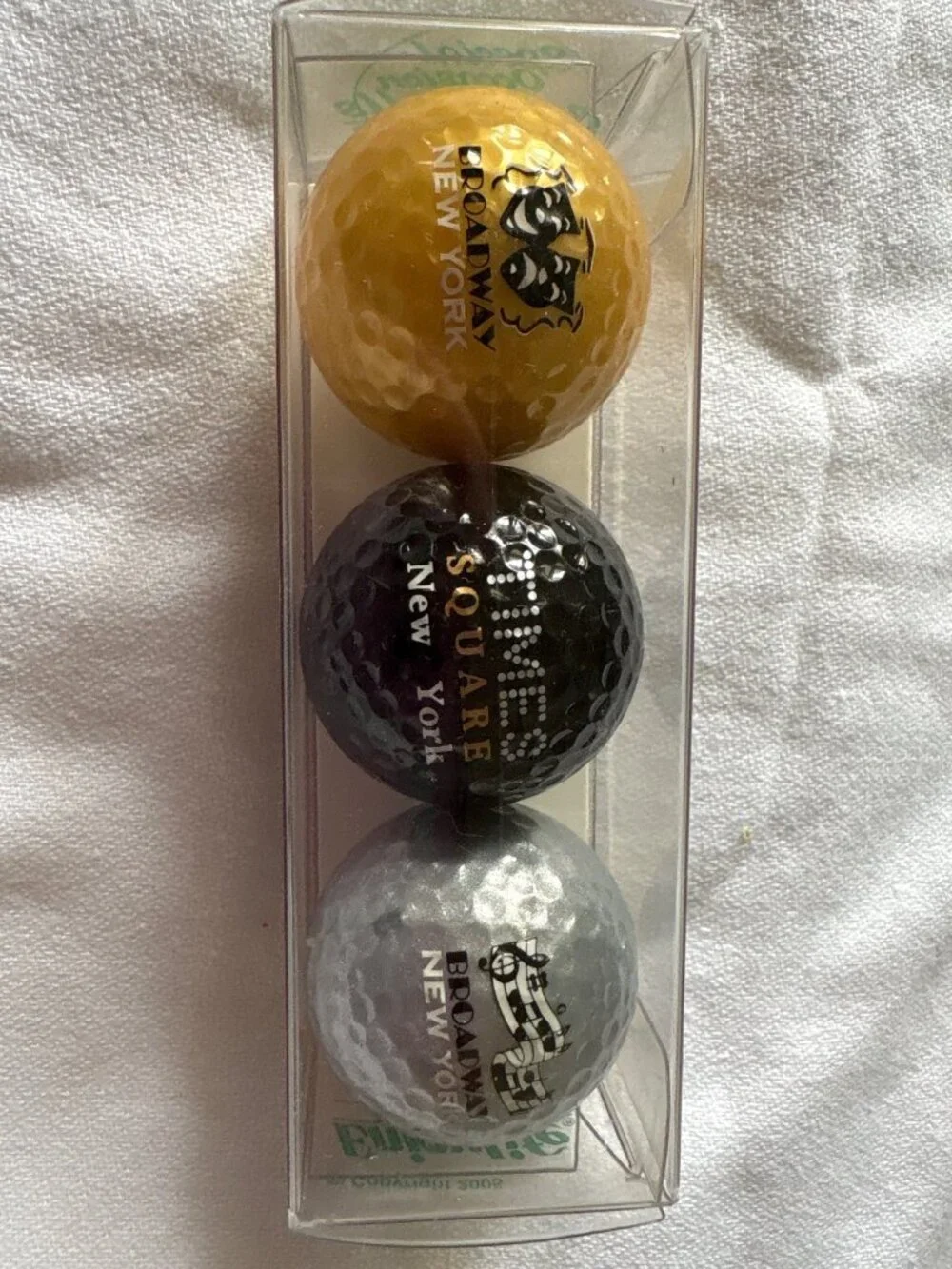 Y2K New York Golf Balls Gift Set - Gold Black & Silver - Broadway & Times Squar - Picture 1 of 9